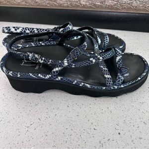 Thierry Rabotin Women’s Wave Sandal in snake print leather